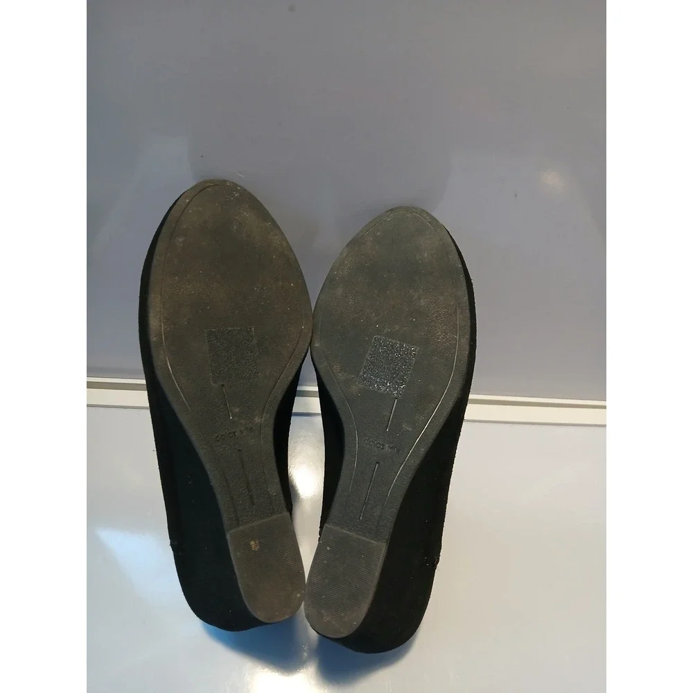 Black Suede Wedge‎ Ankle Boots Women's Elastic Side Zip Heel Shoes